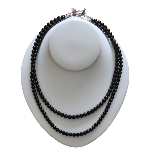 Custom Crystal Beaded Necklaces with Interchangeable Slider Charms (Obsidian)