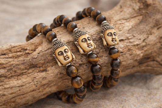 Tiger’s Eye Bracelet with Double sided Carved Buddha