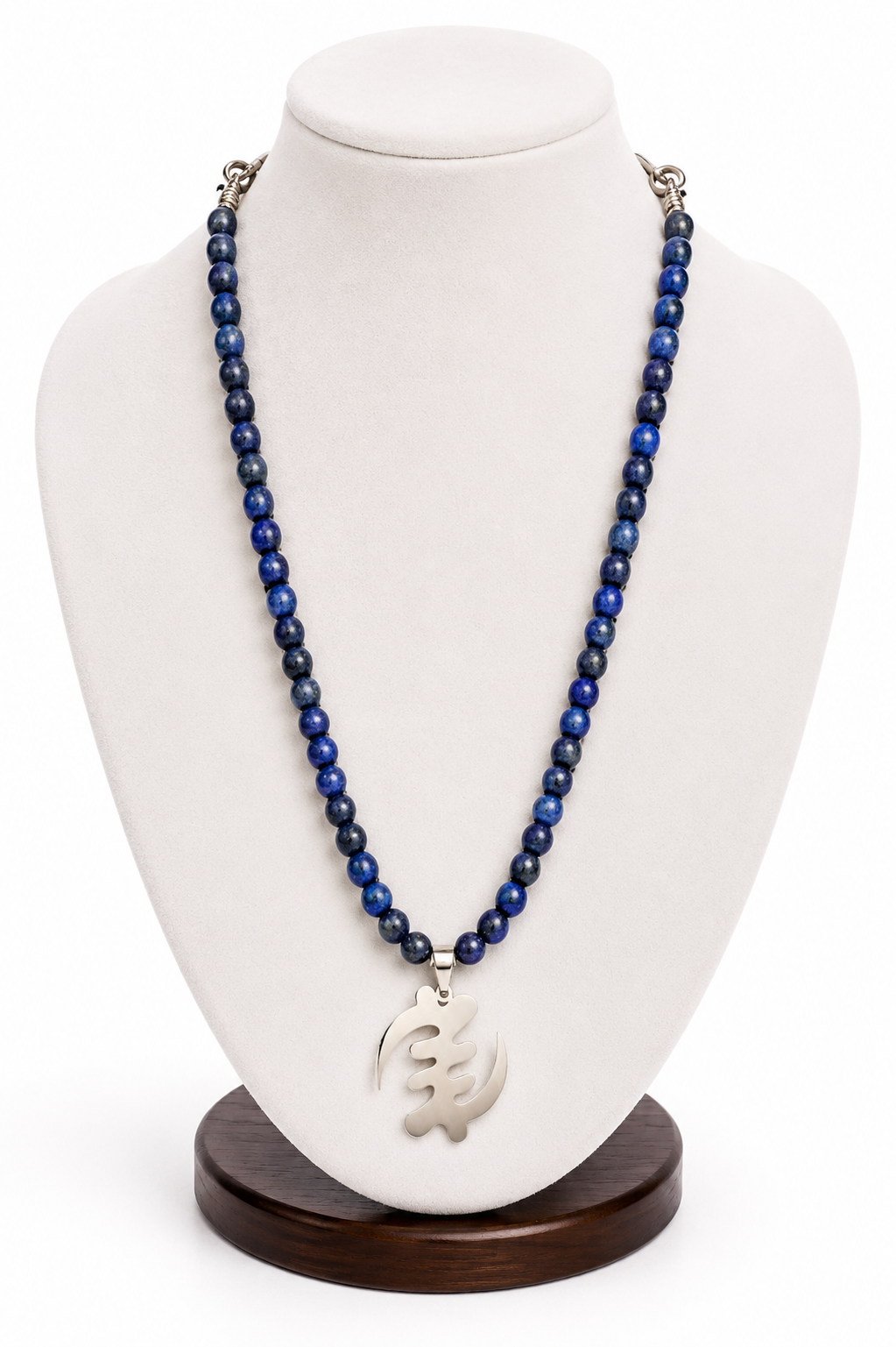 Lapis Lazuli Necklace With Gye Nyame Pendant – Handmade Intuition, Protection & Royal Wisdom Jewelry