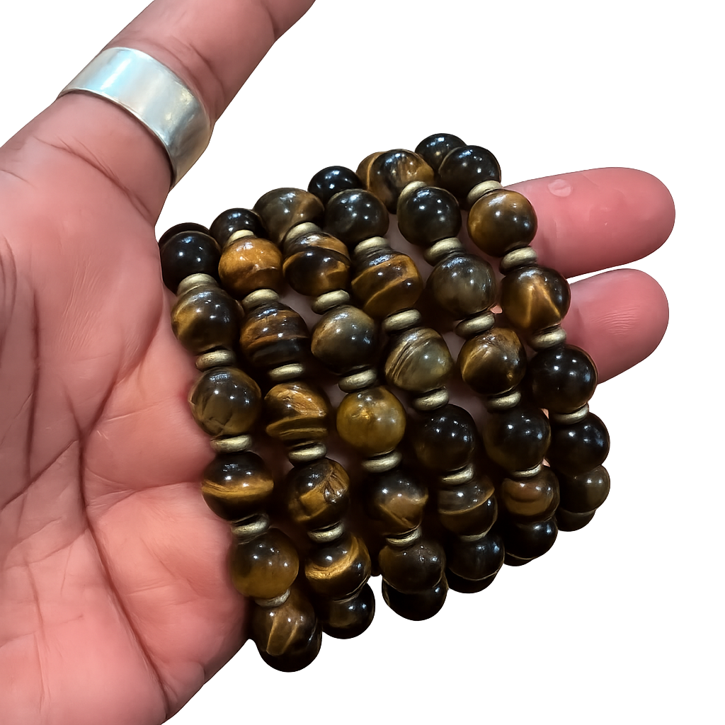 Tiger’s Eye Bracelet with Brass Accents