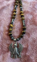 Heru Falcon Necklace with Tiger’s Eye & Hematite — Strength, Protection & Grounded Power