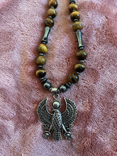 Heru Falcon Necklace with Tiger’s Eye & Hematite — Strength, Protection & Grounded Power