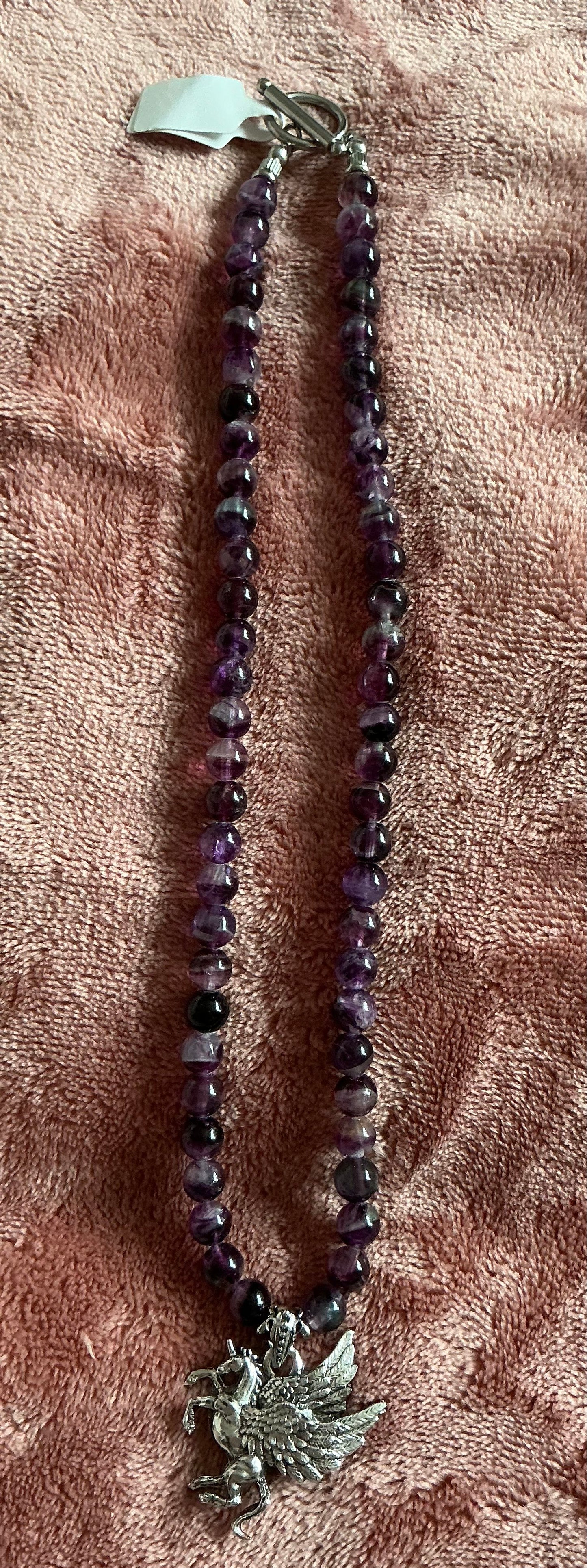 Purple Fluorite Pegasus Necklace