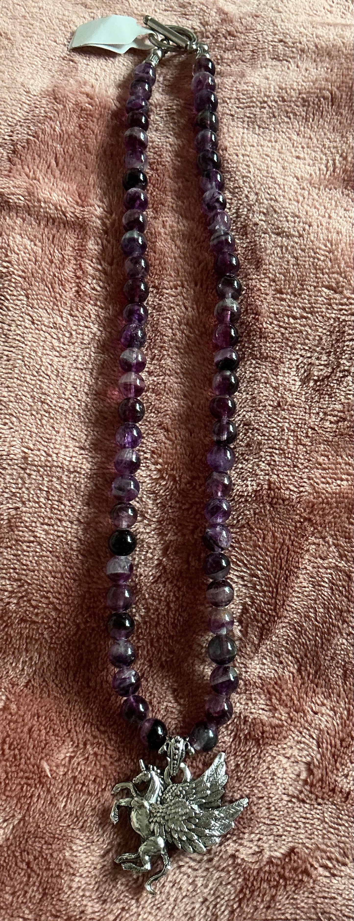Purple Fluorite Pegasus Necklace