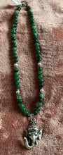 Green Mica Ganesh Necklace – Handmade Sacred Protection Jewelry