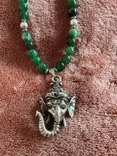 Green Mica Ganesh Necklace – Handmade Sacred Protection Jewelry