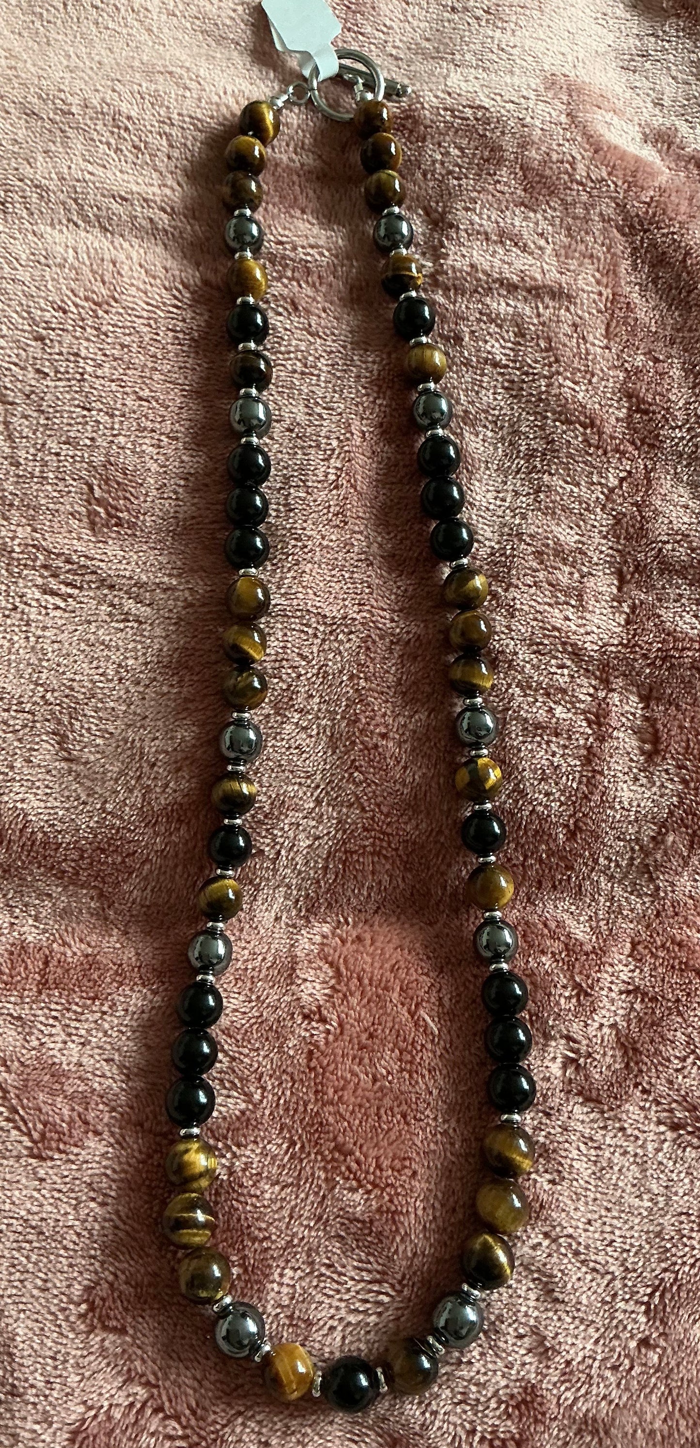 Triple Protection and Power Necklace – Obsidian, Hematite, and Tiger’s Eye