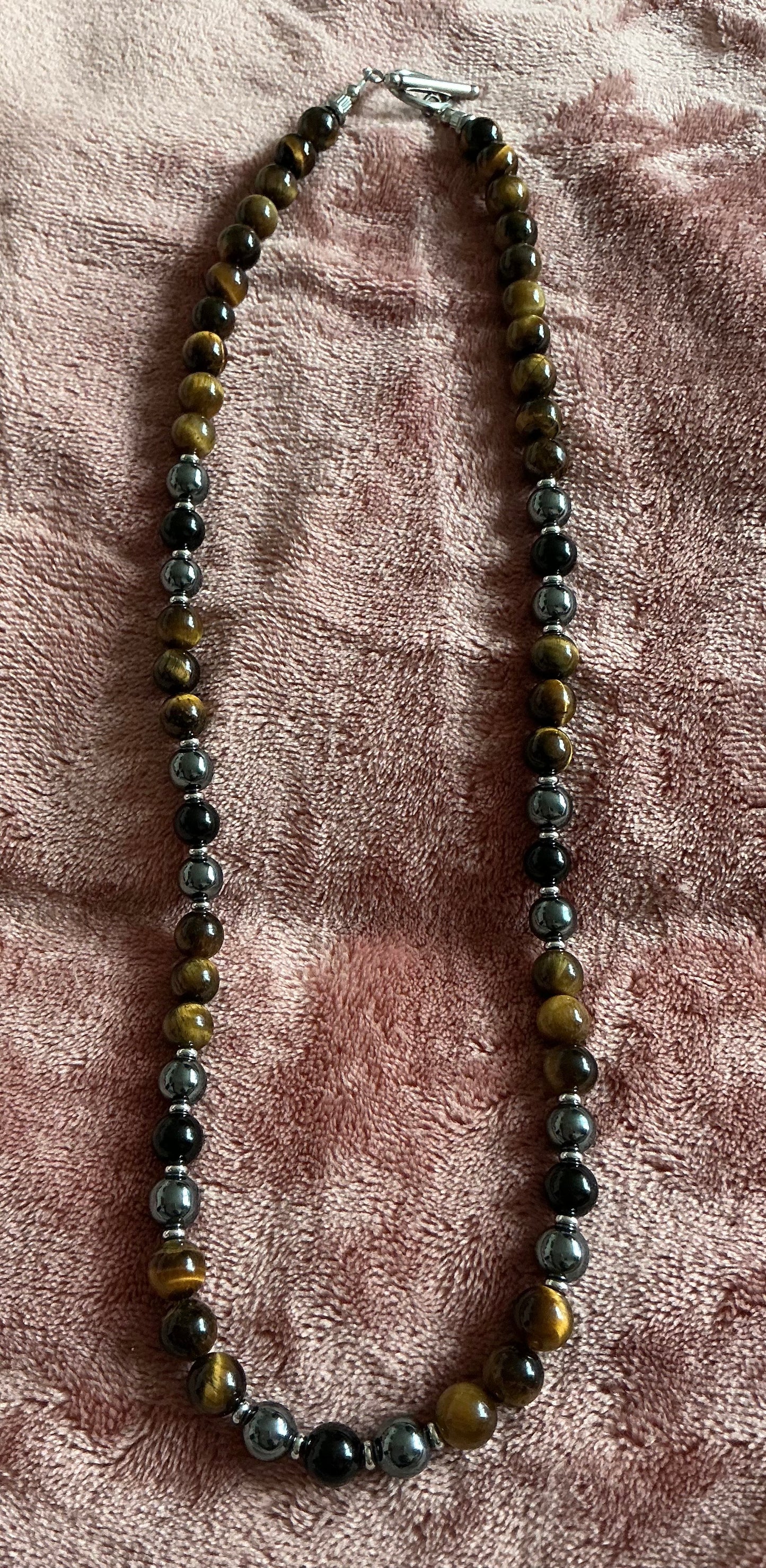 Triple Protection and Power Necklace – Obsidian, Hematite, and Tiger’s Eye