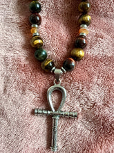 Triple Tiger’s Eye Ankh Necklace — Handmade Power & Protection