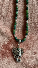 Moss Agate With Elephant Pendant Necklace