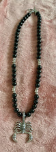 Handmade Obsidian Beaded Necklace with Scorpion Pendant