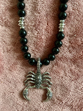 Handmade Obsidian Beaded Necklace with Scorpion Pendant