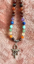 Garnet With 7 Chakra Ankh & Eye of Ra Hand Made Necklace