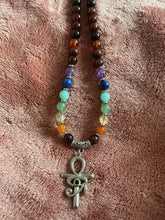 Garnet With 7 Chakra Ankh & Eye of Ra Hand Made Necklace