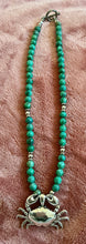 Chrysocolla Beaded Necklace with Cancer Crab Pendant