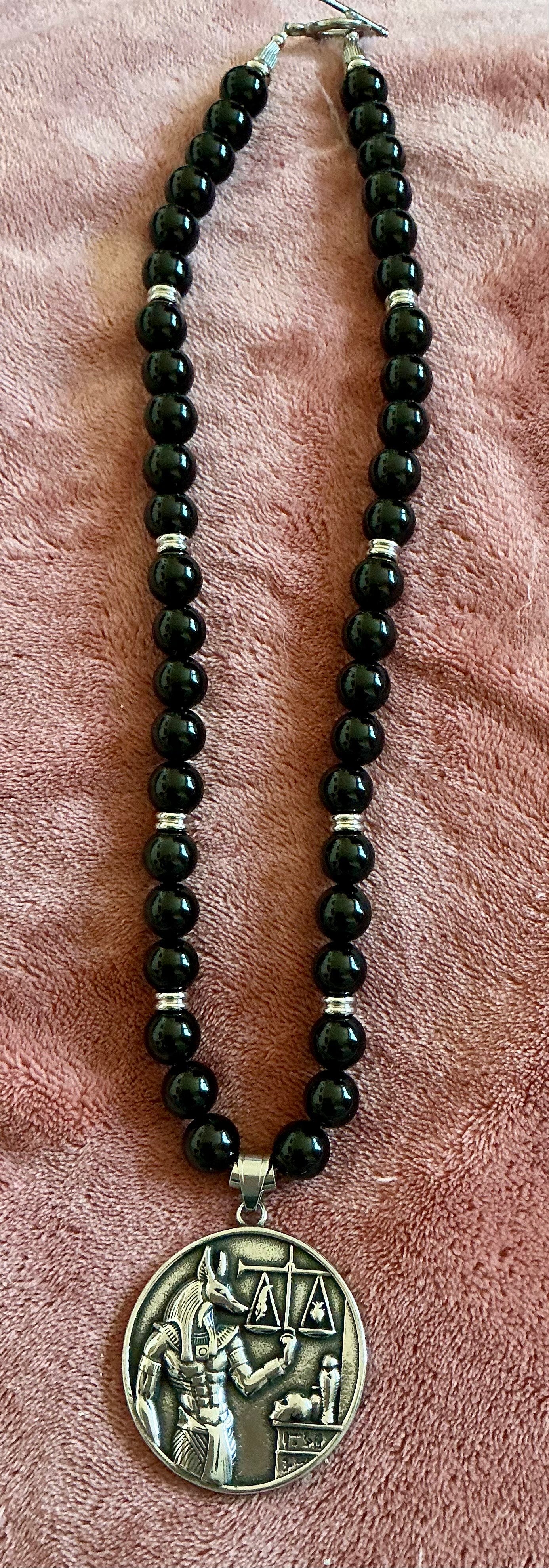 Obsidian Anpu Pendant