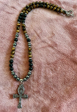 Djed • Ankh • Was Necklace with Hematite, Tiger’s Eye & Obsidian– Handmade Protection and Ancestral Power Talisman