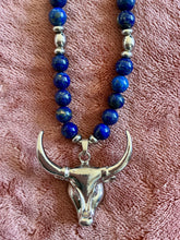 Lapis Lazuli Necklace with Taurus Bull Pendant