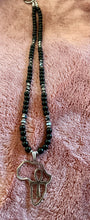 Obsidian with Hematite Africa with Ankh Pendant Necklace