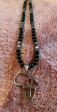Obsidian with Hematite Africa with Ankh Pendant Necklace