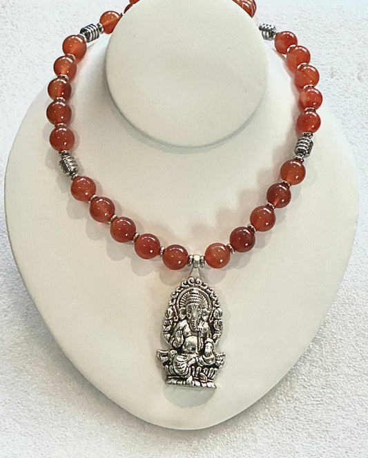 Carnelain Ganesh Necklace – Handmade Sacred Jewelry