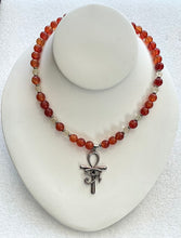 Carnelian & Citrine Crystal Necklace With Ankh + Eye of Ra Pendant