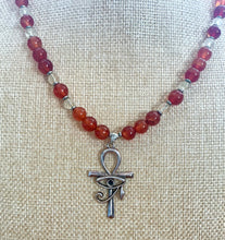 Carnelian & Citrine Crystal Necklace With Ankh + Eye of Ra Pendant