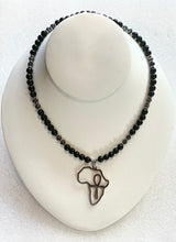 Obsidian with Hematite Africa with Ankh Pendant Necklace