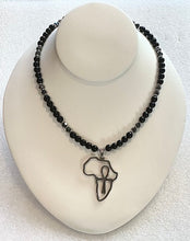 Obsidian with Hematite Africa with Ankh Pendant Necklace