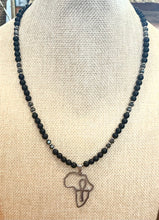 Obsidian with Hematite Africa with Ankh Pendant Necklace