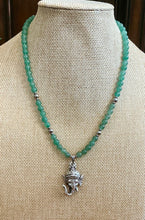 Handmade Aventurine Crystal Beaded Necklace with Ganesh Pendant