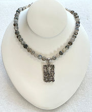 Spider Web Agate Necklace With Ganesh Pendant