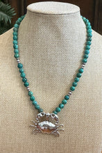 Chrysocolla Beaded Necklace with Cancer Crab Pendant