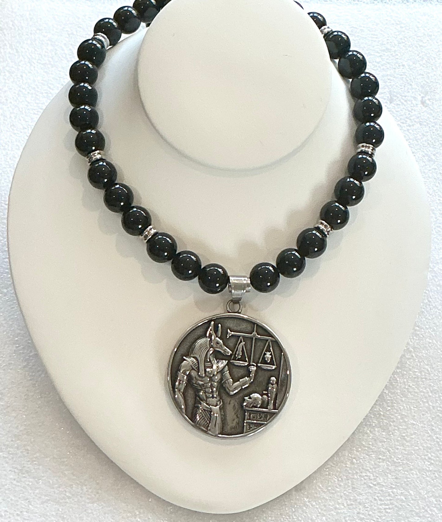 Obsidian Anpu Pendant