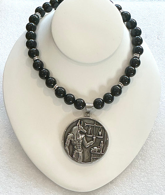 Obsidian Anpu Pendant