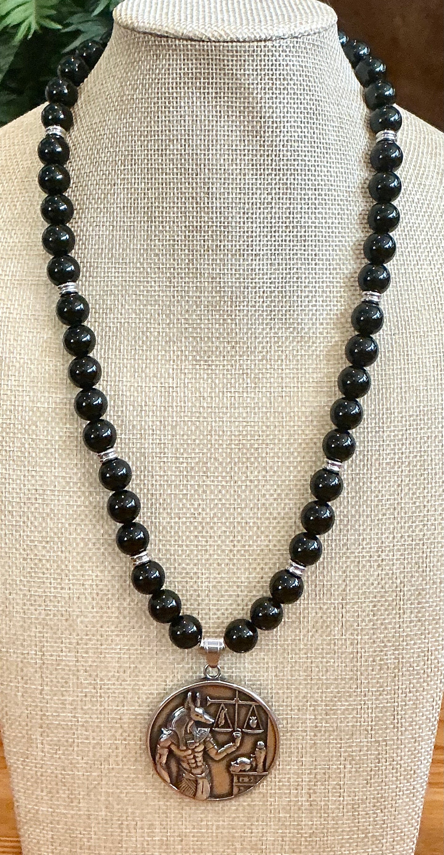 Obsidian Anpu Pendant