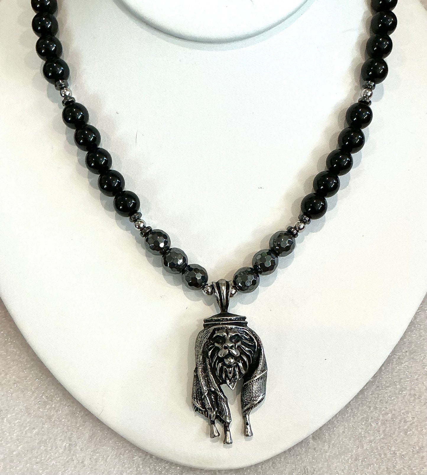 Habibi Lion Necklace – Obsidian Faceted Hematite Power Talisman