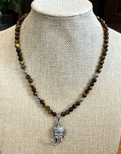Tiger’s Eye Beaded Necklace with Ganesh Pendant