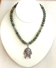 Jade Beaded Necklace with Kemetic Ruler Pendant