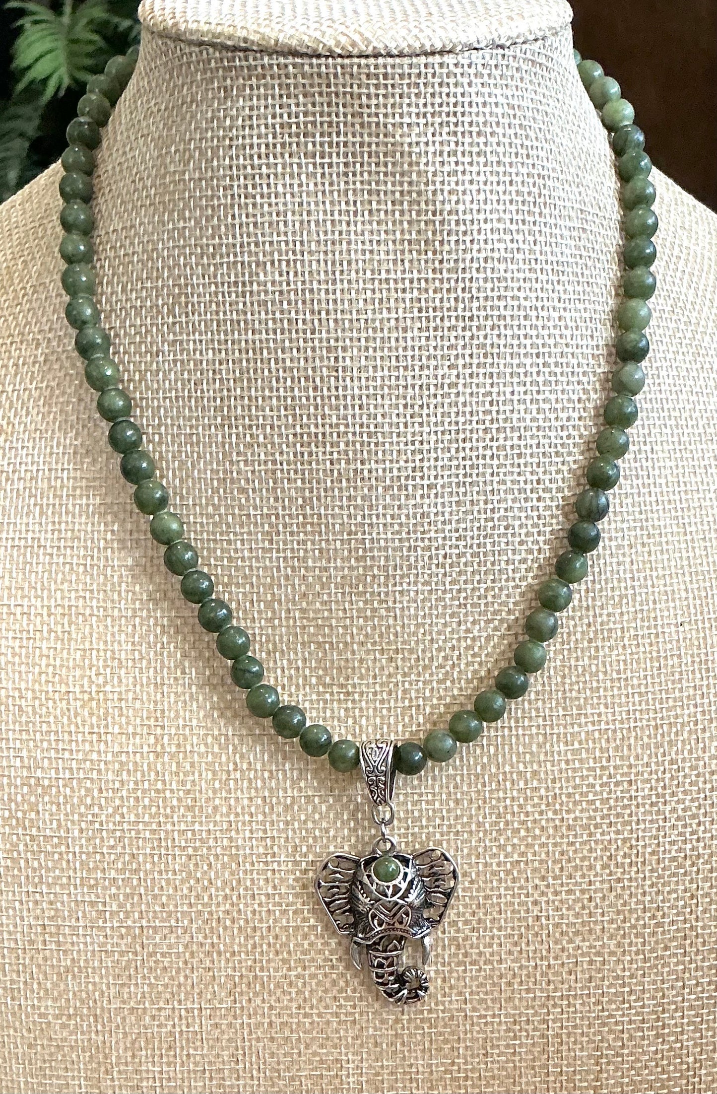 Handmade Jade Elephant Protection Necklace
