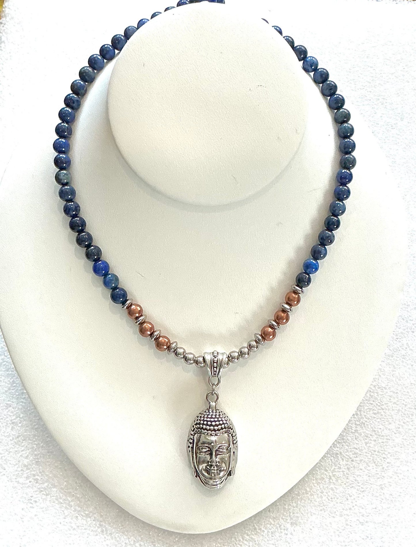 Handmade Lapis Lazuli Necklace with Buddha Pendant | Spiritual Jewelry for Wisdom, Truth & Inner Peace