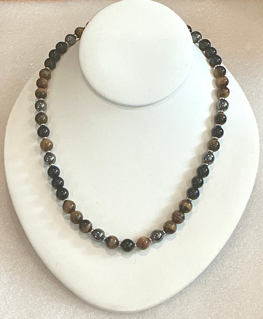 Triple Protection and Power Necklace – Obsidian, Hematite, and Tiger’s Eye