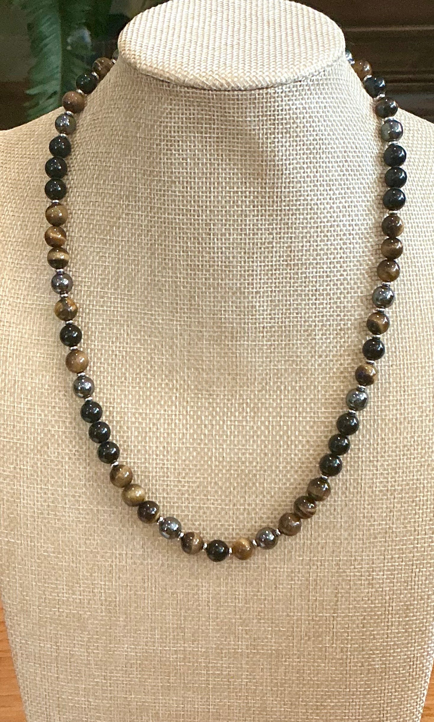Triple Protection and Power Necklace – Obsidian, Hematite, and Tiger’s Eye