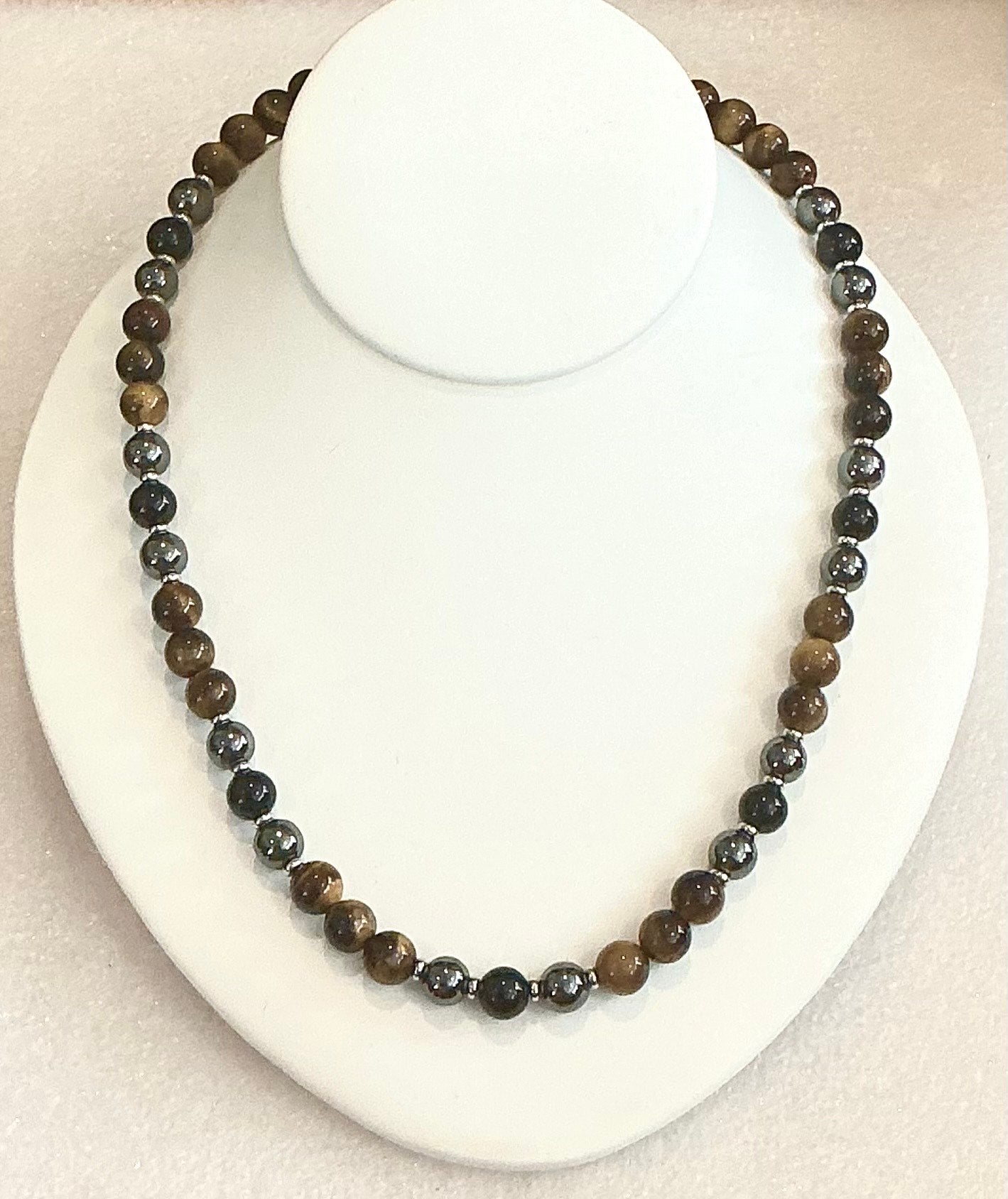 Triple Protection and Power Necklace – Obsidian, Hematite, and Tiger’s Eye