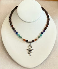 Garnet With 7 Chakra Ankh & Eye of Ra Hand Made Necklace