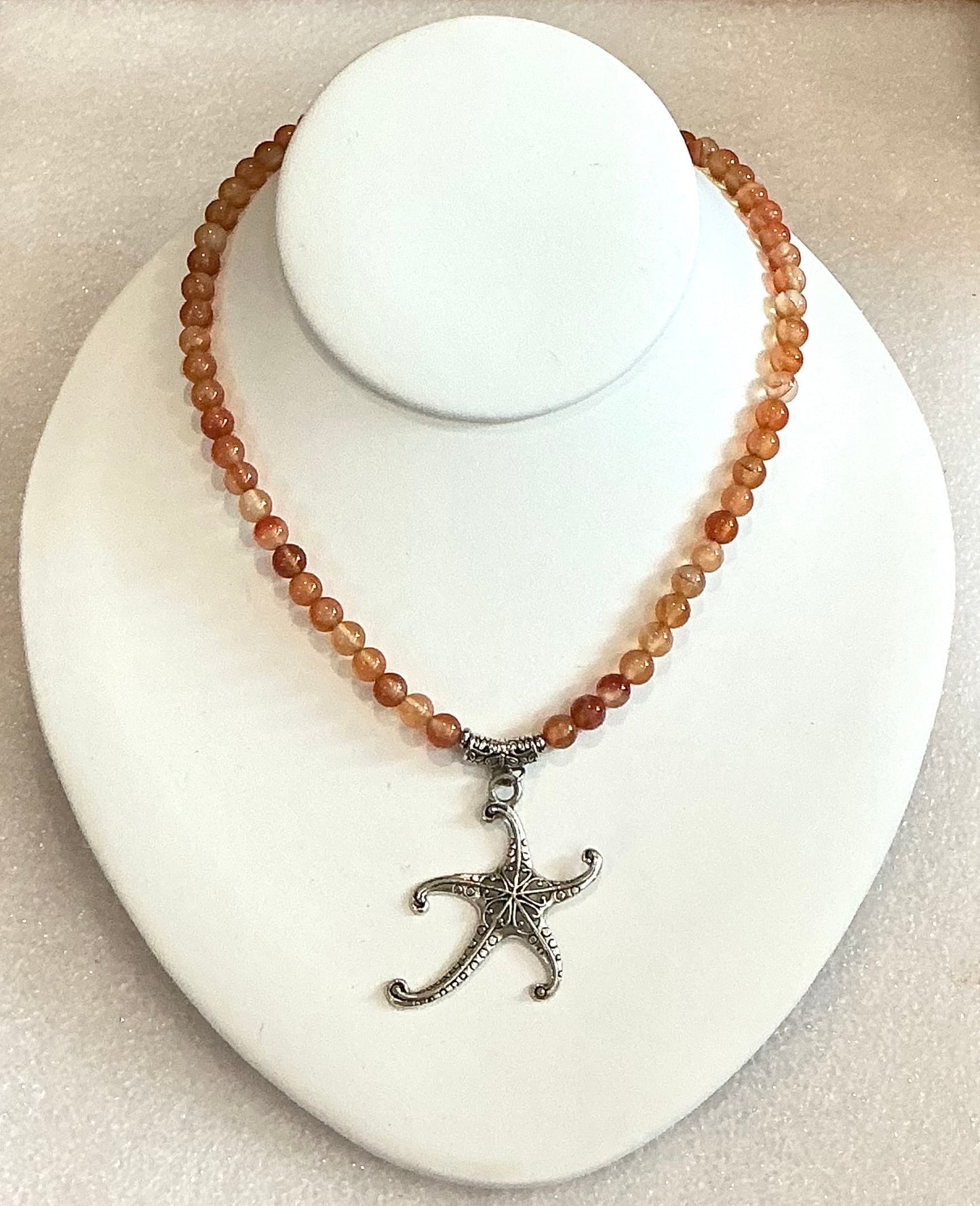 Carnelian Beaded Necklace with Starfish