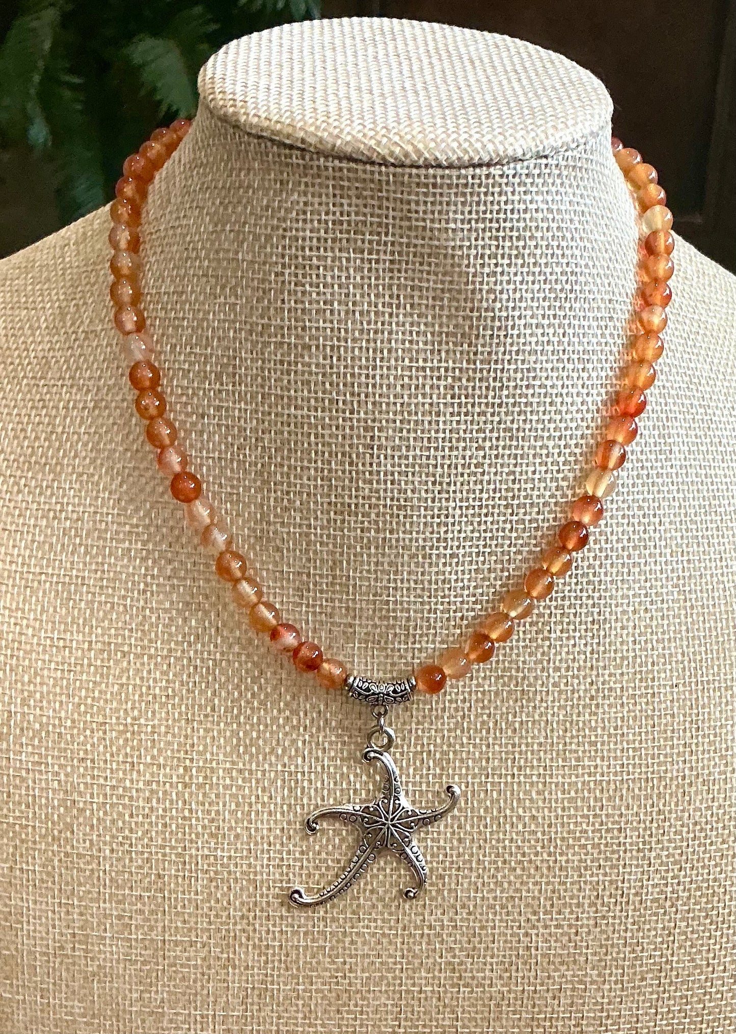 Carnelian Beaded Necklace with Starfish