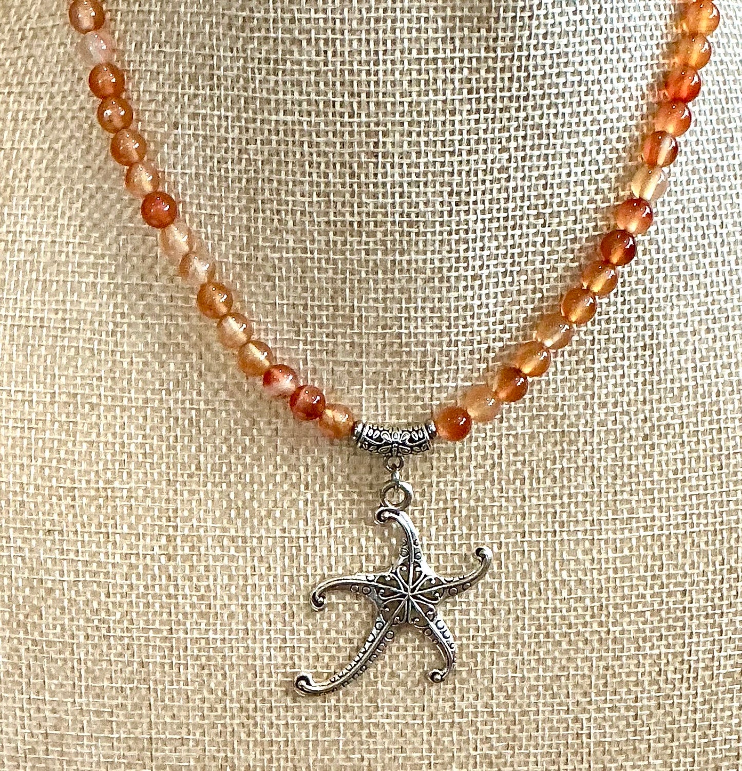 Carnelian Beaded Necklace with Starfish