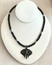 Obsidian Beaded Necklace with Elephant Pendant