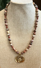 Red Creek Jasper Beaded Necklace with Winged Khper (Scarab)